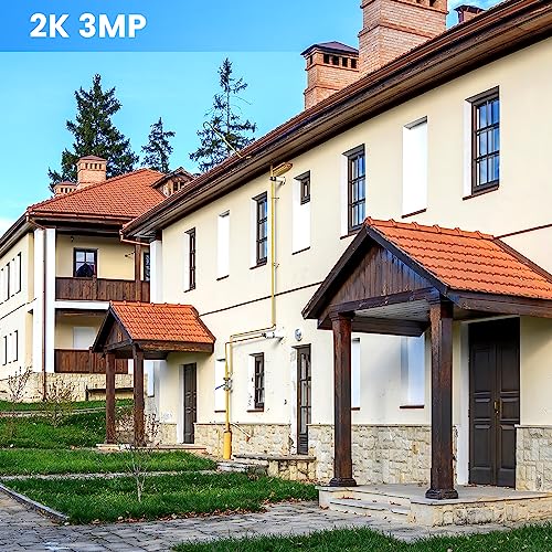 Security Camera NVR System 4Pcs 2K Spotlight Color Night Vision WiFi Waterproof Security Surveillance Cameras with Pre-Installed 1TB Hard Drive and Two-Way Audio,4 Channel NVR DC Power (Blue)