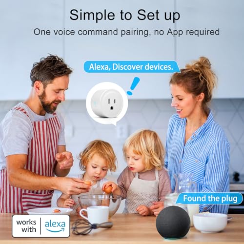 ExIoTy Smart Plug, Works with Alexa Only, Simple Setup with One Voice Command, Voice Control, Remote Control, Timer & Schedule & Group Controller, Bluetooth Mesh Outlet, Alexa Echo Required （4 Pack）