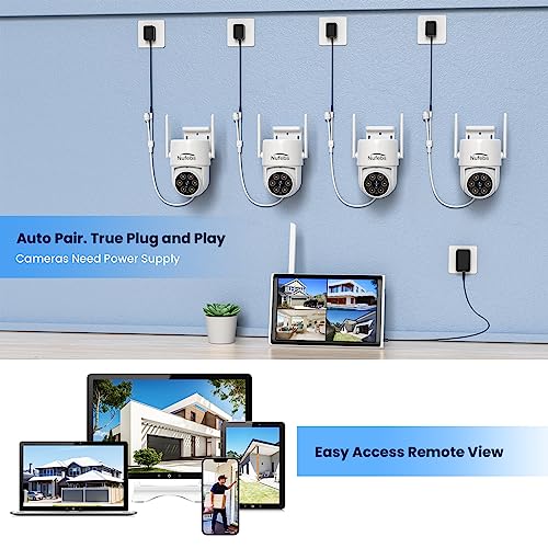 Security Camera NVR System 4Pcs 2K Spotlight Color Night Vision WiFi Waterproof Security Surveillance Cameras with Pre-Installed 1TB Hard Drive and Two-Way Audio,4 Channel NVR DC Power (Blue)