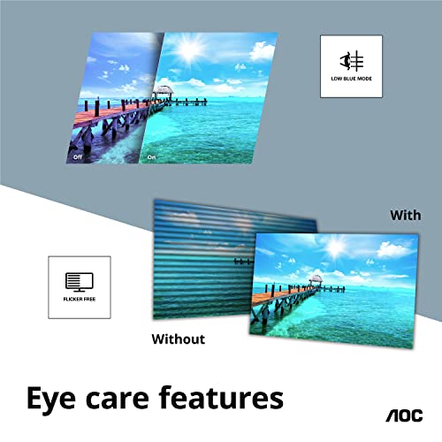 AOC 27B2H2 27” Frameless IPS Monitor, FHD 1920x1080, 100Hz, 101% sRGB, for Home and Office, HDMI and VGA Input, Low Blue Mode, VESA Compatible,Black