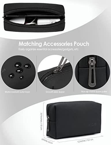 HYZUO 15-16 Inch Laptop Sleeve Compatible with MacBook Pro 16 M3/M2/M1 Pro/Max A2991 A2780 A2485 A2141 2024-2019, MacBook Pro 15 2012-2015, XPS 15, Faux Suede Leather Case with Small Bag, Black