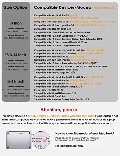 HYZUO 15-16 Inch Laptop Sleeve Compatible with MacBook Pro 16 M3/M2/M1 Pro/Max A2991 A2780 A2485 A2141 2024-2019, MacBook Pro 15 2012-2015, XPS 15, Faux Suede Leather Case with Small Bag, Black