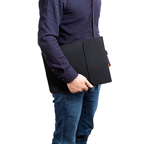 HYZUO 15-16 Inch Laptop Sleeve Compatible with MacBook Pro 16 M3/M2/M1 Pro/Max A2991 A2780 A2485 A2141 2024-2019, MacBook Pro 15 2012-2015, XPS 15, Faux Suede Leather Case with Small Bag, Black