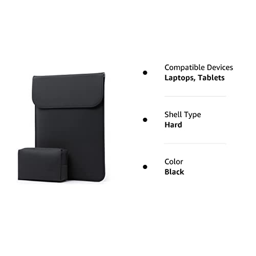 HYZUO 15-16 Inch Laptop Sleeve Compatible with MacBook Pro 16 M3/M2/M1 Pro/Max A2991 A2780 A2485 A2141 2024-2019, MacBook Pro 15 2012-2015, XPS 15, Faux Suede Leather Case with Small Bag, Black