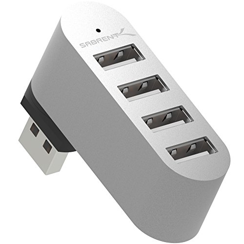 SABRENT Premium 4 Port Aluminum Mini USB 2.0 Hub [90°/180° Degree Rotatable] (HB-UMMC)