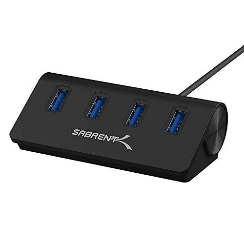 SABRENT 4-Port USB 3.0 Hub Unibody Aluminum Portable Data Hub with 2.5ft USB 3.0 Cable for iMac, MacBook, MacBook Pro, MacBook Air, Mac Mini, or Any PC [Black] (HB-MC3B)
