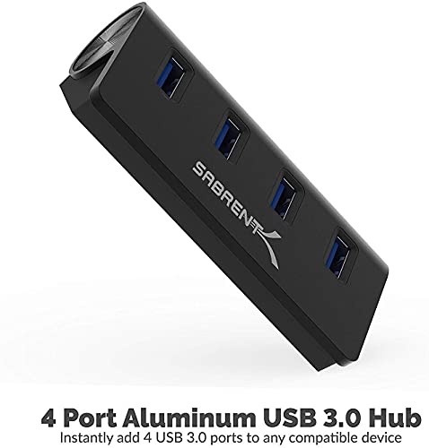 SABRENT 4-Port USB 3.0 Hub Unibody Aluminum Portable Data Hub with 2.5ft USB 3.0 Cable for iMac, MacBook, MacBook Pro, MacBook Air, Mac Mini, or Any PC [Black] (HB-MC3B)