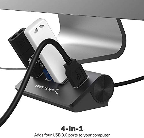 SABRENT 4-Port USB 3.0 Hub Unibody Aluminum Portable Data Hub with 2.5ft USB 3.0 Cable for iMac, MacBook, MacBook Pro, MacBook Air, Mac Mini, or Any PC [Black] (HB-MC3B)