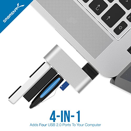 SABRENT Premium 4 Port Aluminum Mini USB 2.0 Hub [90°/180° Degree Rotatable] (HB-UMMC)