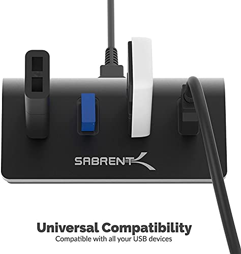 SABRENT 4-Port USB 3.0 Hub Unibody Aluminum Portable Data Hub with 2.5ft USB 3.0 Cable for iMac, MacBook, MacBook Pro, MacBook Air, Mac Mini, or Any PC [Black] (HB-MC3B)