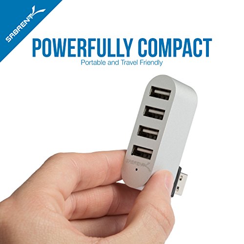 SABRENT Premium 4 Port Aluminum Mini USB 2.0 Hub [90°/180° Degree Rotatable] (HB-UMMC)