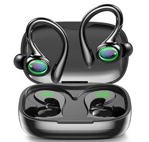 GJB Wireless Earbuds, 60H Playback Bluetooth 5.3 Headphones,Noise Cancelling Wireless Headphones with LED Battery Display, Mics Clear Call, IPX7 Waterproof Bluetooth Earbuds for Workout Sports