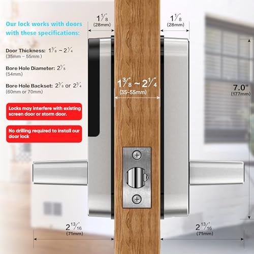 Sifely Smart Lock - Biometric Fingerprint Smart Door Lock - Keypad Keyless Entry Door Lock - Passcode Code Door Lock - Digital Door Lock - Door Handle - Door Knob - Door Lever - Deadbolt Alternatives
