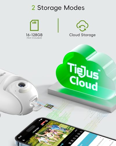 TIEJUS 2.4G/5G WiFi Security Camera Outdoor,24/7 Recording Home Security Cameras 2K,360° PTZ Wired Cameras for Home Security Outside,Auto Tracking