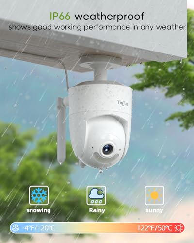 TIEJUS 2.4G/5G WiFi Security Camera Outdoor,24/7 Recording Home Security Cameras 2K,360° PTZ Wired Cameras for Home Security Outside,Auto Tracking