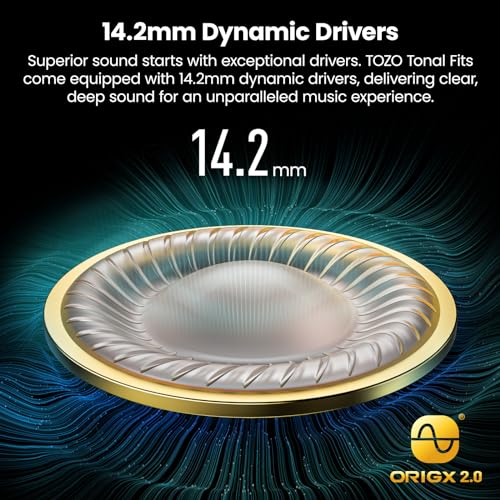 TOZO Tonal Fits T21 Wireless Earbuds, 5.3 Bluetooth Headphone, Sem in Ear with Dual Mic Noise Cancelling, IPX8 Waterproof, 44H Playback Stereo Sound with Power Display Wireless Charging Case Black