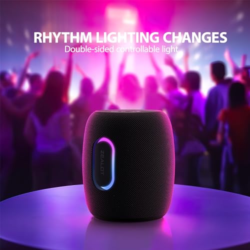 ZEALOT Bluetooth Speakers,360° Surround 75W Portable IP67 Wireless Bass Boost Speakers with Subwoofer,Bluetooth 5.2 Stereo Dual Pairing Speakers,Lights,50H Playtime for Home,Party,Gift (Black)