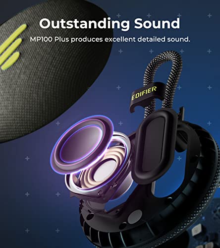 Edifier MP100 Plus Portable Bluetooth Speaker, Lightweight Travel Speaker with IPX7 Waterproof, Bluetooth 5.3, Clear Microphone, USB-C, Wireless Speaker for Outdoor Party Beach Camping - Black