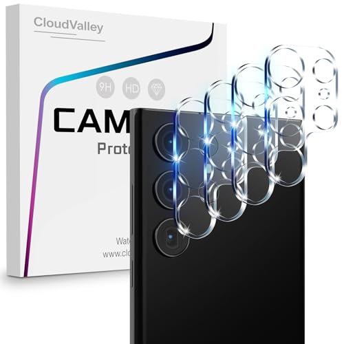 CloudValley 4 Pack Camera Lens Protector for Samsung Galaxy S24 Ultra, 9H Tempered Glass Lens Cover, Anti-Scratch & Case Friendly [Not Affect Flash & Night Shot], Clear