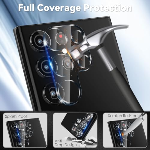 CloudValley 4 Pack Camera Lens Protector for Samsung Galaxy S24 Ultra, 9H Tempered Glass Lens Cover, Anti-Scratch & Case Friendly [Not Affect Flash & Night Shot], Clear
