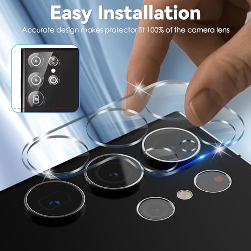 CloudValley 4 Pack Camera Lens Protector for Samsung Galaxy S24 Ultra, 9H Tempered Glass Lens Cover, Anti-Scratch & Case Friendly [Not Affect Flash & Night Shot], Clear