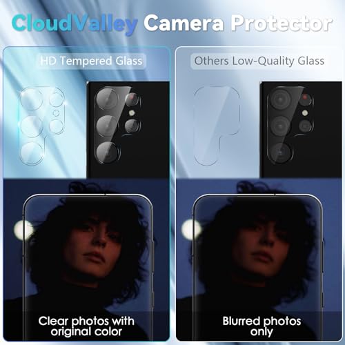CloudValley 4 Pack Camera Lens Protector for Samsung Galaxy S24 Ultra, 9H Tempered Glass Lens Cover, Anti-Scratch & Case Friendly [Not Affect Flash & Night Shot], Clear