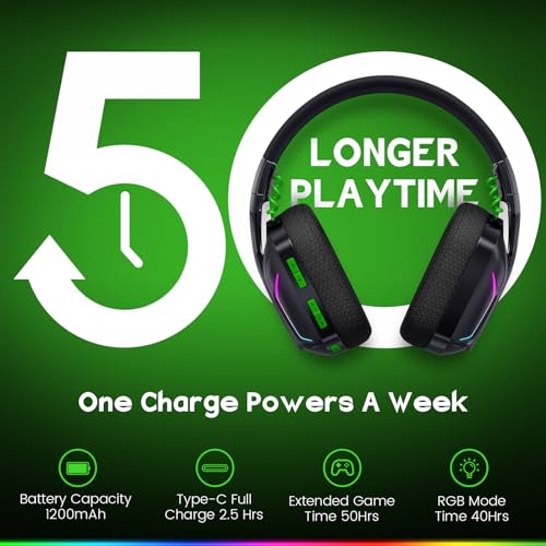 WESEARY 7.1 Wireless Gaming Headset with Mic for PS4, PS5, PC, Switch