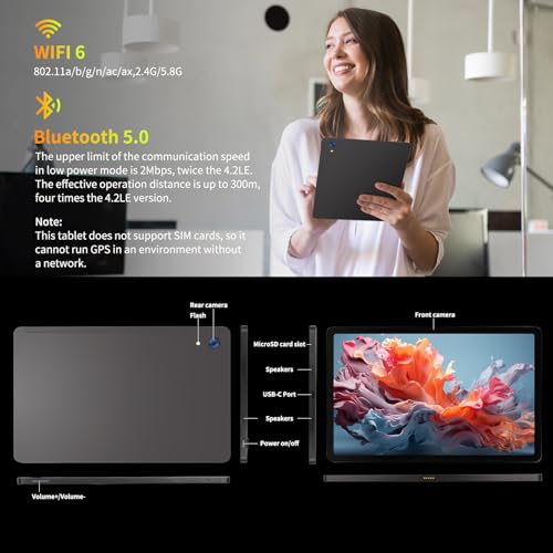 Dewsod Tablet 11 inch 2K Tablet Android 13 with Octa-Core Processor, 10(4+6) GB RAM+128GB ROM(1TB TF), 2000x1200 FHD IPS Display, 5MP+13MP, Split-Screen, 6800mAh, with Widevine L1(Gray with Case)