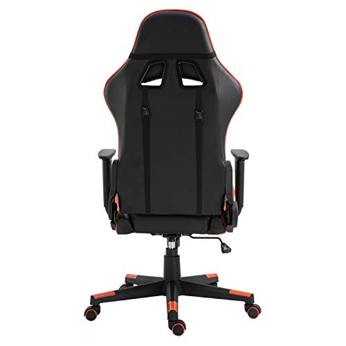 Modern-Depo Gaming Chair with Headrest and Lumbar Support, Height Adjustable Swivel Office Chair High-Back Recliner, Black Orange