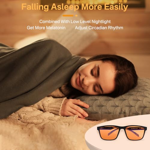 Frenou Amber Blue Light Blocking Glasses For Men Women,99% Orange Blue Light Blocking Glasses,HD Amber Tinted Glasses For Gaming And Sleep