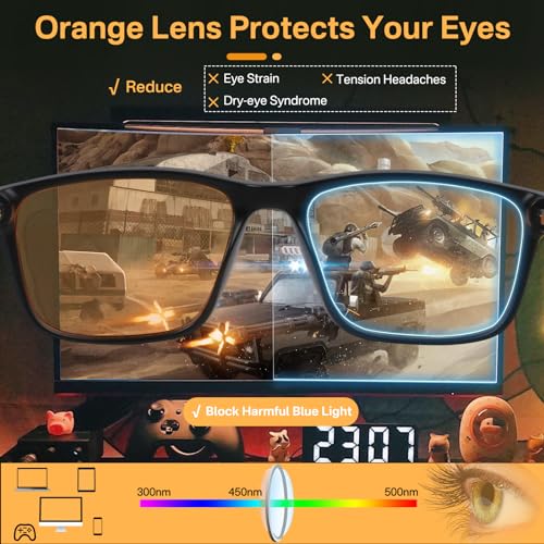 Frenou Amber Blue Light Blocking Glasses For Men Women,99% Orange Blue Light Blocking Glasses,HD Amber Tinted Glasses For Gaming And Sleep