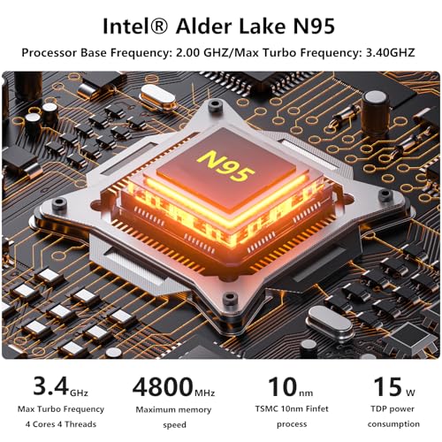 FUNYET Mini PC Gaming PC, Desktop Computer with Intel 12th Gen Alder Lake N95(up to 3.4GHz), 8GB DDR4 RAM 256GB SSD, Supports 4K Displays, Windows 11 Pro
