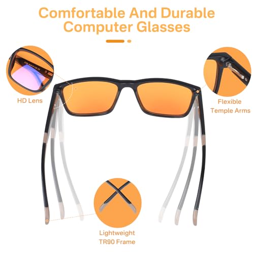 Frenou Amber Blue Light Blocking Glasses For Men Women,99% Orange Blue Light Blocking Glasses,HD Amber Tinted Glasses For Gaming And Sleep