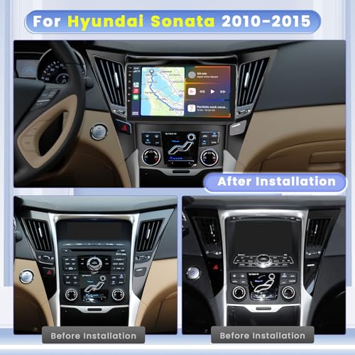 8 Core 6+128GB Android 13 Car Stereo for Hyundai Sonata 2010-2015 with Wireless Apple Carplay, 9 Inch IPS Touchscreen Car Radio 59UI GPS Navigation WiFi 32EQ DSP Backup Camrea