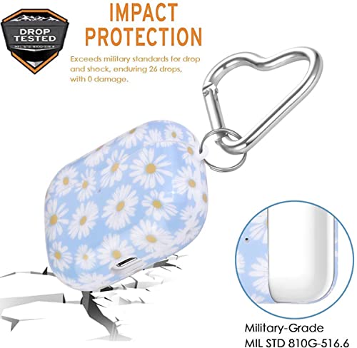 OTOPO for Airpods 3rd Generation Case Cover Cleaner Kit, Daisy Airpod 3rd Gen Cases 2021 Protective Hard Cover Shockproof Women Girls with Heart-Shaped Keychain for Apple Airpods 3rd Gen Case- Daisy