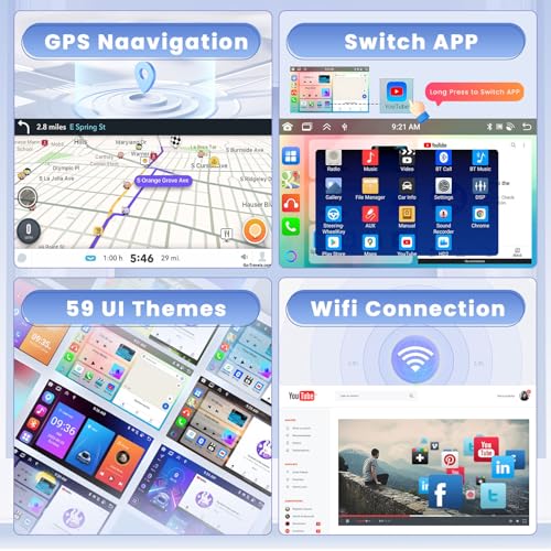 8 Core 6+128GB Android 13 Car Stereo for Hyundai Sonata 2010-2015 with Wireless Apple Carplay, 9 Inch IPS Touchscreen Car Radio 59UI GPS Navigation WiFi 32EQ DSP Backup Camrea