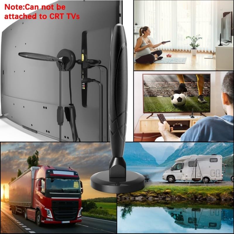 660+ Miles Range TV Antenna, Digital TV Antenna Indoor with Amplifier and Signal Booster, Portable HD Antenna for TV Indoor Outdoor for Smart TV and Old TVs - 16.4 ft Coax Cable - Support 4K 1080p