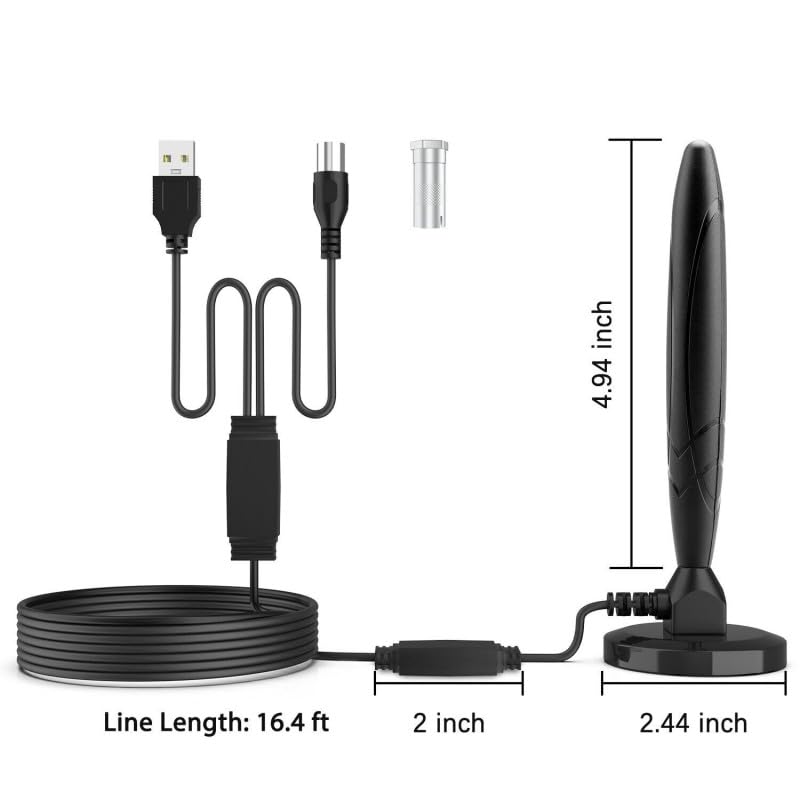 660+ Miles Range TV Antenna, Digital TV Antenna Indoor with Amplifier and Signal Booster, Portable HD Antenna for TV Indoor Outdoor for Smart TV and Old TVs - 16.4 ft Coax Cable - Support 4K 1080p