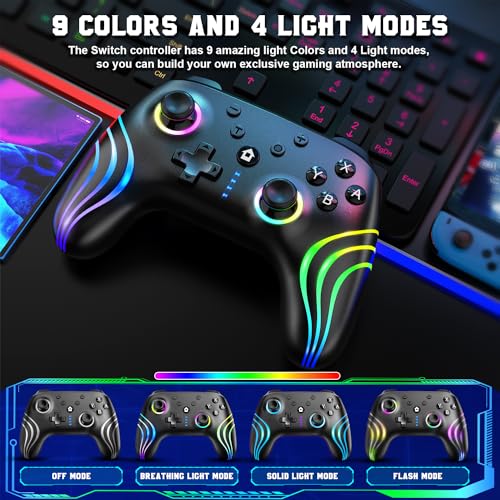 Wireless Pro Controller with Cool LED for Nintendo Switch