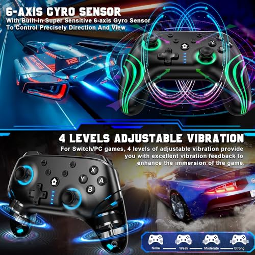 Wireless Pro Controller with Cool LED for Nintendo Switch