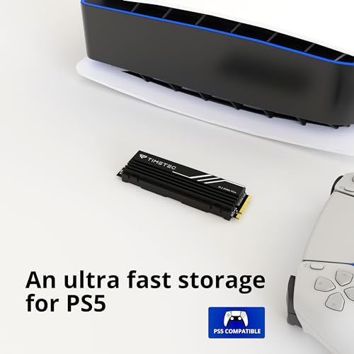 Timetec 4TB PCIe 4.0 Heatsink Gaming SSD NVMe PCIe Gen4x4 M.2 2280 3D NAND TLC SLC Cache Read/Write Speed Up to 7,100/5,500 MB/s Internal Solid State Drive for PS5, PC Desktop