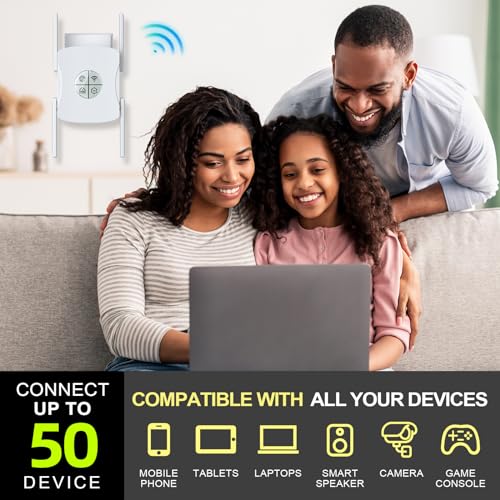 2024 Release WiFi 6 Extender Signal Booster, 1.8Gb/s Dual Band 5GHz & 2.4GHz Internet Repeater and Signal Amplifier for Home, 6X Faster Than Ever - w/Gigabit Ethernet Port, 1-Tap Setup