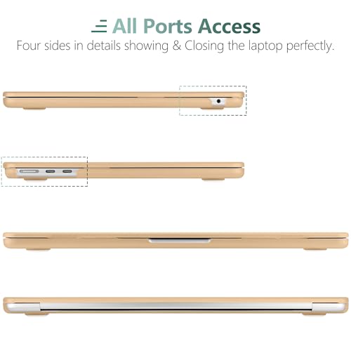 TWOLSKOO Compatible with M3 MacBook Air 15 Inch Case 2024 2023 Release A2941 M2 A3114 Liquid Retina Display & Touch ID, Protective Plastic Hard Shell Case Cover with Type C Adapter, Matte Peach Fuzz