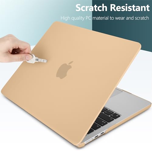 TWOLSKOO Compatible with M3 MacBook Air 15 Inch Case 2024 2023 Release A2941 M2 A3114 Liquid Retina Display & Touch ID, Protective Plastic Hard Shell Case Cover with Type C Adapter, Matte Peach Fuzz