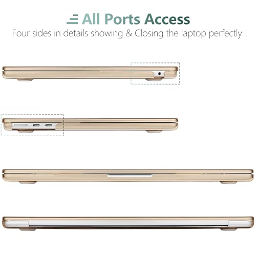 TWOLSKOO for M3 MacBook Air 13.6 Inch Case 2022 2023 2024 Release A2681 M2 A3113, Plastic Hard Shell Cover with Trackpad Film & Keyboard Cover & Screen Film for MacBook Air 13.6", Crystal Peach Fuzz