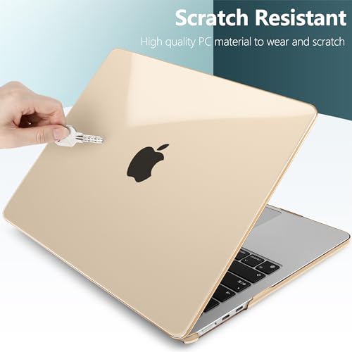 TWOLSKOO for M3 MacBook Air 13.6 Inch Case 2022 2023 2024 Release A2681 M2 A3113, Plastic Hard Shell Cover with Trackpad Film & Keyboard Cover & Screen Film for MacBook Air 13.6", Crystal Peach Fuzz