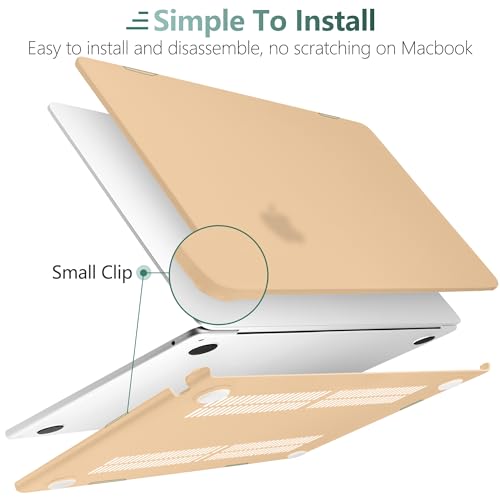 TWOLSKOO Compatible with M3 MacBook Air 15 Inch Case 2024 2023 Release A2941 M2 A3114 Liquid Retina Display & Touch ID, Protective Plastic Hard Shell Case Cover with Type C Adapter, Matte Peach Fuzz
