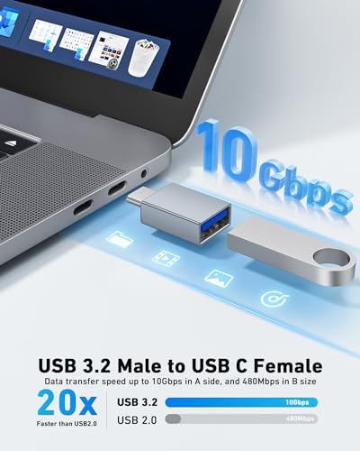 Cusvuevi USB Hub to USB C Adapter 2 Pack,10Gbps USB 3.2 Gen 2 USB A to USB C Converter to Thunderbolt to USB C to Dongle PD Charger Type C OTG for MacBook,Surface Pro,XPS,PC,Flash Drive