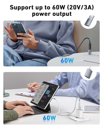 Cusvuevi USB Hub to USB C Adapter 2 Pack,10Gbps USB 3.2 Gen 2 USB A to USB C Converter to Thunderbolt to USB C to Dongle PD Charger Type C OTG for MacBook,Surface Pro,XPS,PC,Flash Drive