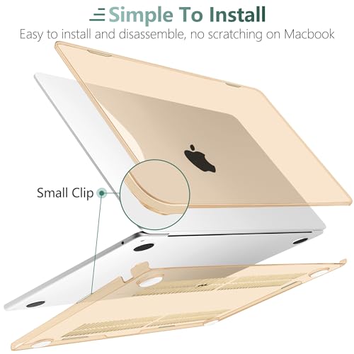 TWOLSKOO for M3 MacBook Air 13.6 Inch Case 2022 2023 2024 Release A2681 M2 A3113, Plastic Hard Shell Cover with Trackpad Film & Keyboard Cover & Screen Film for MacBook Air 13.6", Crystal Peach Fuzz